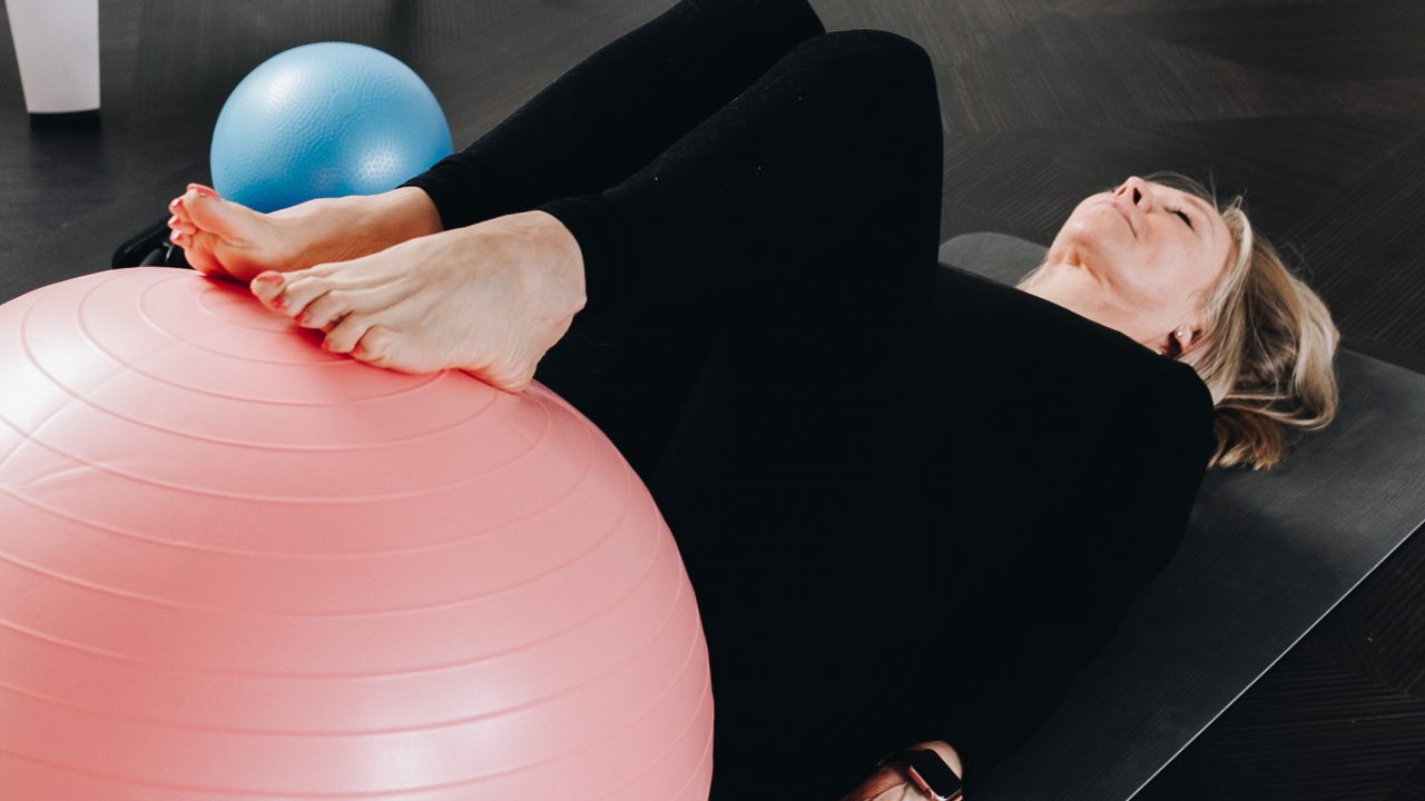 pilates mat with tracey and ball